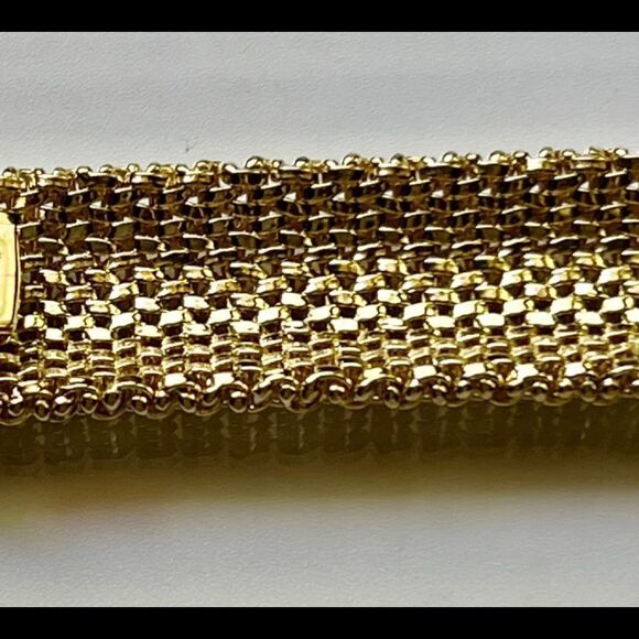 14K Yellow Gold Polished Mesh Bracelet – 7.25", 18.75mm, Solid, 29.5g - Picture 12 of 12